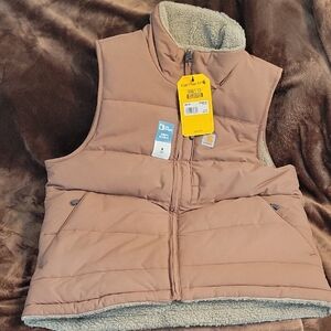 Carhartt Tan Puffer Vest with Sherpa Lining